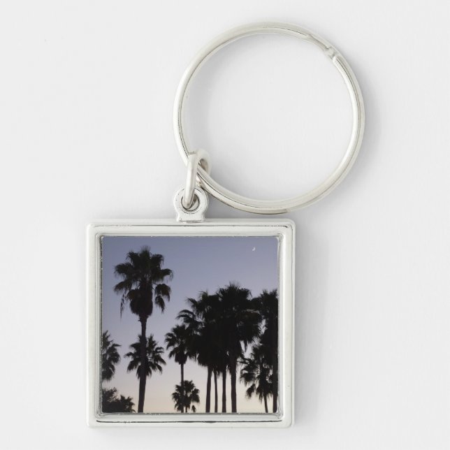 Dusk with Palm Trees Tropical Scene Keychain (Front)