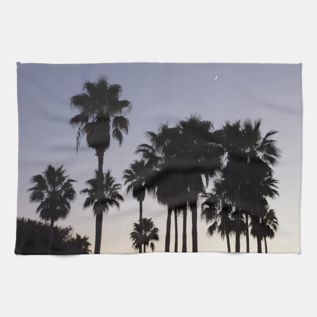 Dusk with Palm Trees Tropical Scene Kitchen Towel (Horizontal)