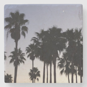 Dusk with Palm Trees Tropical Scene Stone Coaster