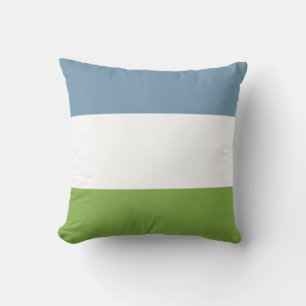 Dusky Blue and Spring Green Throw Pillow