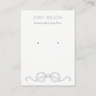Dusky Blue Coquette Bow Earring Jewellery Display Business Card