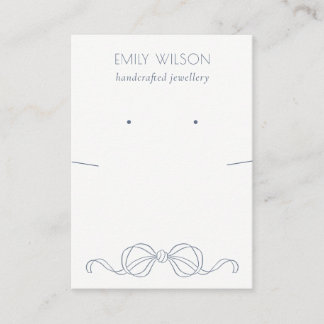 Dusky Blue Coquette Bow Earring Necklace Display Business Card