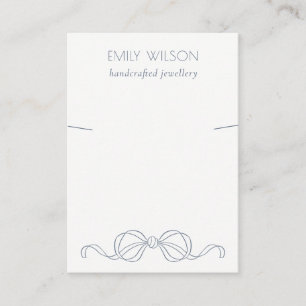 Dusky Blue Coquette Bow Necklace Display Logo Business Card