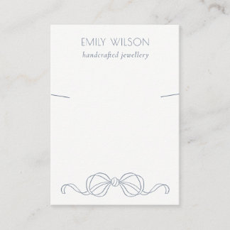 Dusky Blue Coquette Bow Necklace Display Logo Business Card