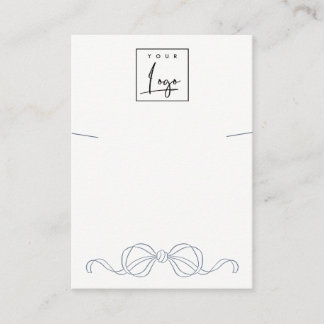Dusky Blue Coquette Bow Necklace Display Logo Business Card