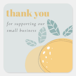 Dusky Blue Cute Lemon Bold Fruity Thank You Order Square Sticker