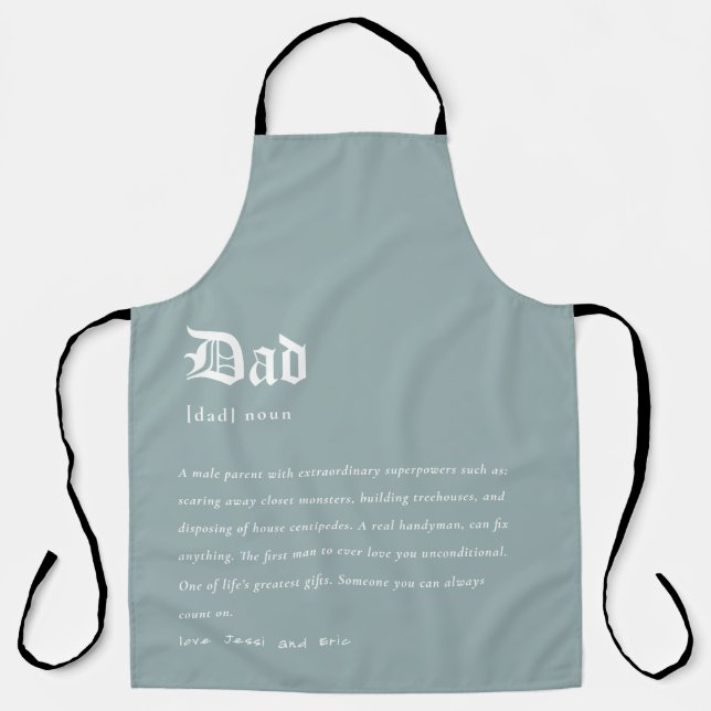 Dusky Blue Dad Dictionary Definition Custom Gift Apron (Front)