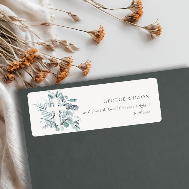 Dusky Blue Eucalyptus Fern Foliage Cross Address (Creator Uploaded)