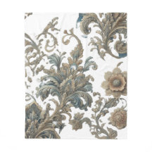 Dusky Blue Floral Brocade Pattern