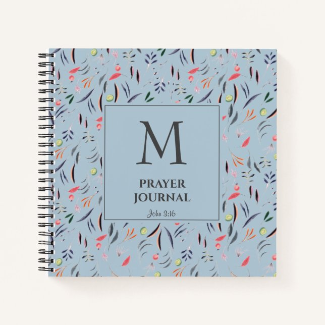 Dusky Blue | Floral | Monogram | PRAYER JOURNAL (Front)