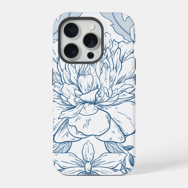 Dusky Blue Floral Pattern iPhone Case (Back)