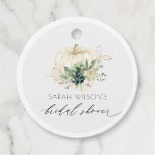 Dusky Blue Green Succulent Pumpkin Bridal Shower  Favour Tags