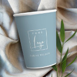 Dusky Blue Grey Custom Promotional Business Logo Paper Cups<br><div class="desc">For any further customisation or any other matching items,  please feel free to contact me at yellowfebstudio@gmail.com</div>