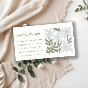 Dusky Blue Retro Floral Display Shower Baby Shower Enclosure Card