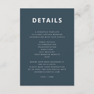 Dusky Blue   Scandinavian Minimalist Wedding Enclosure Card