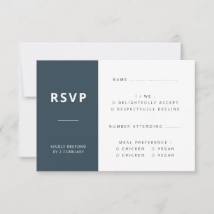 Dusky Blue Scandinavian Minimalist Wedding RSVP Card