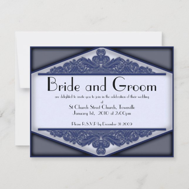 Dusky Blue Vintage (1), wedding invite (Front)