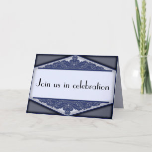 Dusky Blue Vintage, wedding invitaton card