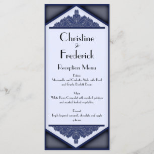Dusky Blue Vintage, wedding menu and program
