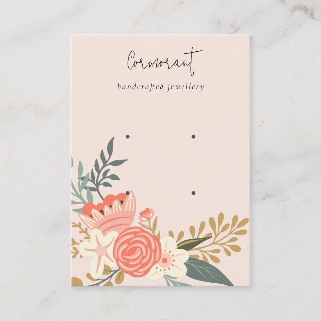 Dusky Blush Ambrosia Floral 2 Stud Earring Display Business Card (Front)
