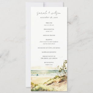 Dusky Coastal Beach Sun Seascape Wedding Program