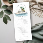 Dusky Cruise Ship Palm Seascape Wedding Menu Card<br><div class="desc">Dusky Cruise Ship Palm Seascape Theme Collection.- it's an elegant script watercolor Illustration of watercolor cruise ship with palm and greenery, perfect for your coastal beachy cruise wedding & parties. It’s very easy to customize, with your personal details. If you need any other matching product or customization, kindly message via...</div>