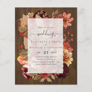 Dusky Fall BUDGET WEDDING INVITATIONS Terracotta Flyer