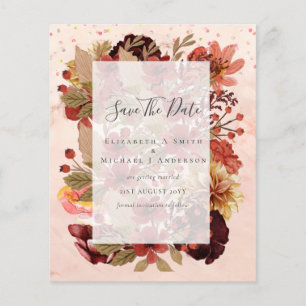 Dusky Fall BUDGET WEDDING SAVE DATES Terracotta Flyer