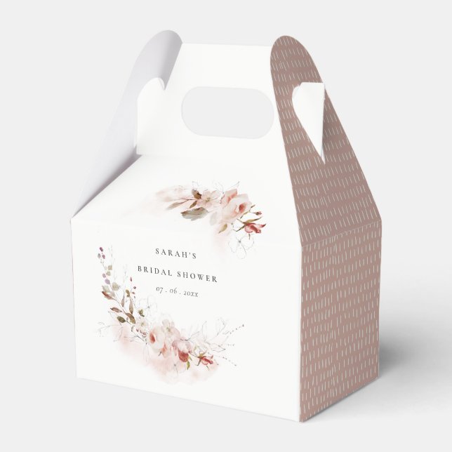 Dusky Fall Marsala Blush Floral Bridal Shower Favor Box (Front Side)