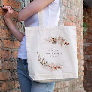 Dusky Fall Marsala Blush Floral Bridal Shower Tote Bag