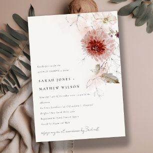 Dusky Fall Marsala Blush Floral Couples Shower Invitation