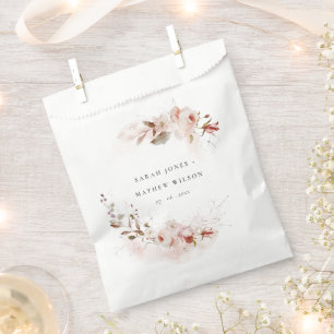 Dusky Fall Marsala Blush Floral Wreath Wedding Favour Bag
