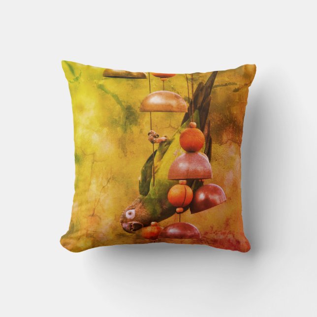 Dusky Headed Conure Parrot Upside Down Abstract Throw Pillow (Front)