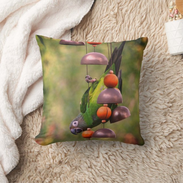 Dusky Headed Conure Parrot Upside Down  Throw Pillow (Blanket)