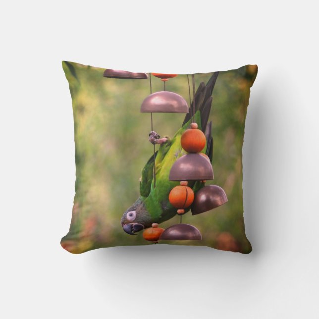 Dusky Headed Conure Parrot Upside Down  Throw Pillow (Front)