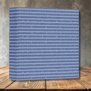 Dusky Indigo Glitter Style Horizontal Stripes Binder