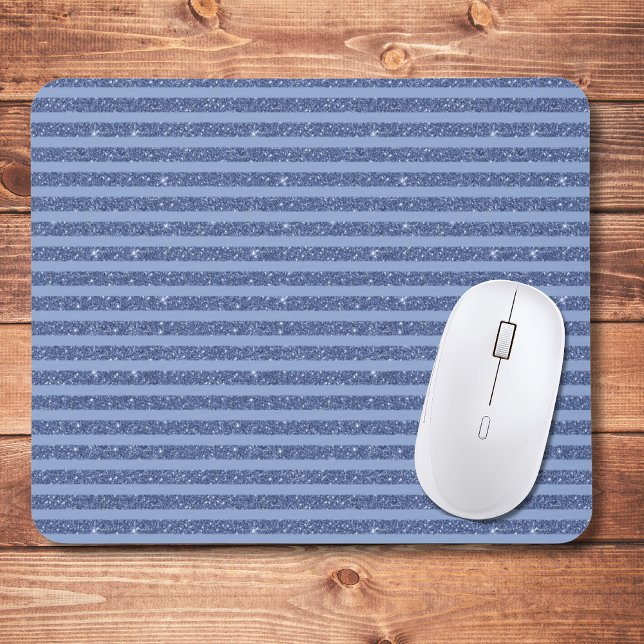 Dusky Indigo Glitter Style Horizontal Stripes Mouse Pad (Creator Uploaded)