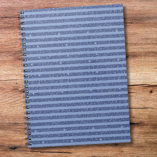 Dusky Indigo Glitter Style Horizontal Stripes Notebook