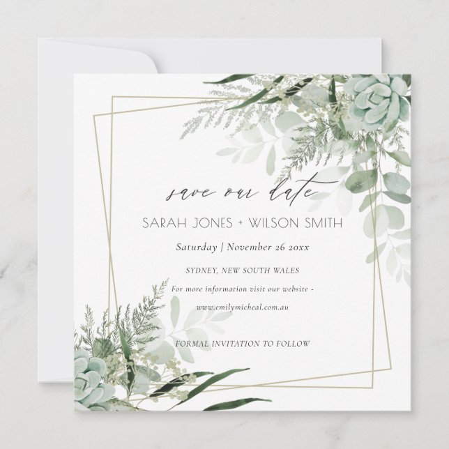 Dusky Leafy Fern Succulent Enregistrer la carte de (Devant)