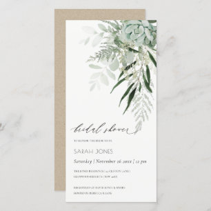 Dusky Leafy Fern Succulent Invitation Fête des mar