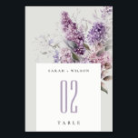 Dusky Lilac Cottage Floral Watercolor Wedding Table Number<br><div class="desc">Dusky Watercolor Lilac Cottage Floral Collection.- it's an elegant script watercolor Illustration of soft delicate lilac meadow flowers perfect for your summer spring and country wedding & parties. It’s very easy to customize,  with your personal details. If you need any other matching product or customization,  kindly message via Zazzle.</div>