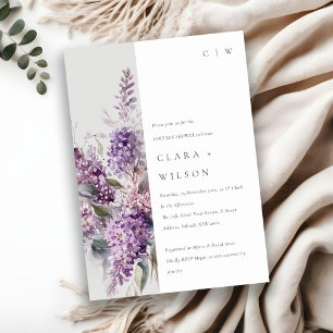 Dusky Lilac Green Cottage Floral Couples Shower Invitation