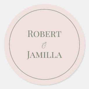 Dusky Pale Pink and Green Wedding Sticker