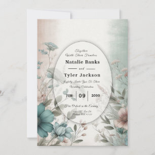 Dusky Petals and Soft Serenity Floral Wedding Invitation