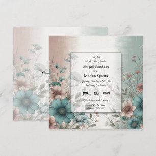 Dusky Petals and Soft Serenity Floral Wedding Invitation
