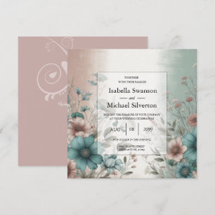 Dusky Petals and Soft Serenity Floral Wedding Invitation