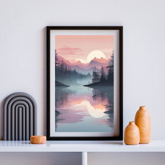 Dusky Pines Reflected Poster