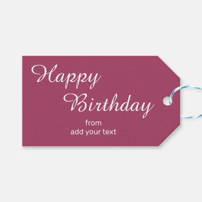 Dusky Pink Birthday Gift Tags (Front (Horizontal))