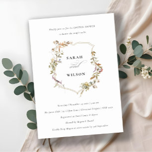 Dusky Pink Blush Wildflower Crest Couple Shower Invitation