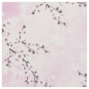 Dusky Pink Cherry Blossoms Asia Floral Fabric